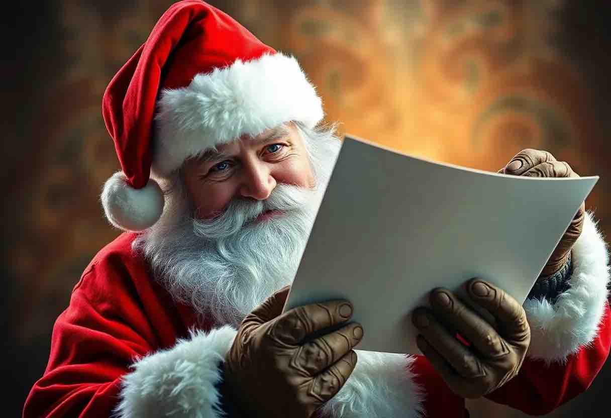 Immagine di Babbo Natale con una lettera.